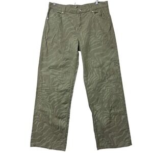 H&M Divided Wide Leg High Waist  Wide Leg Olive Green Zebra Print Size Sz 10 NWT